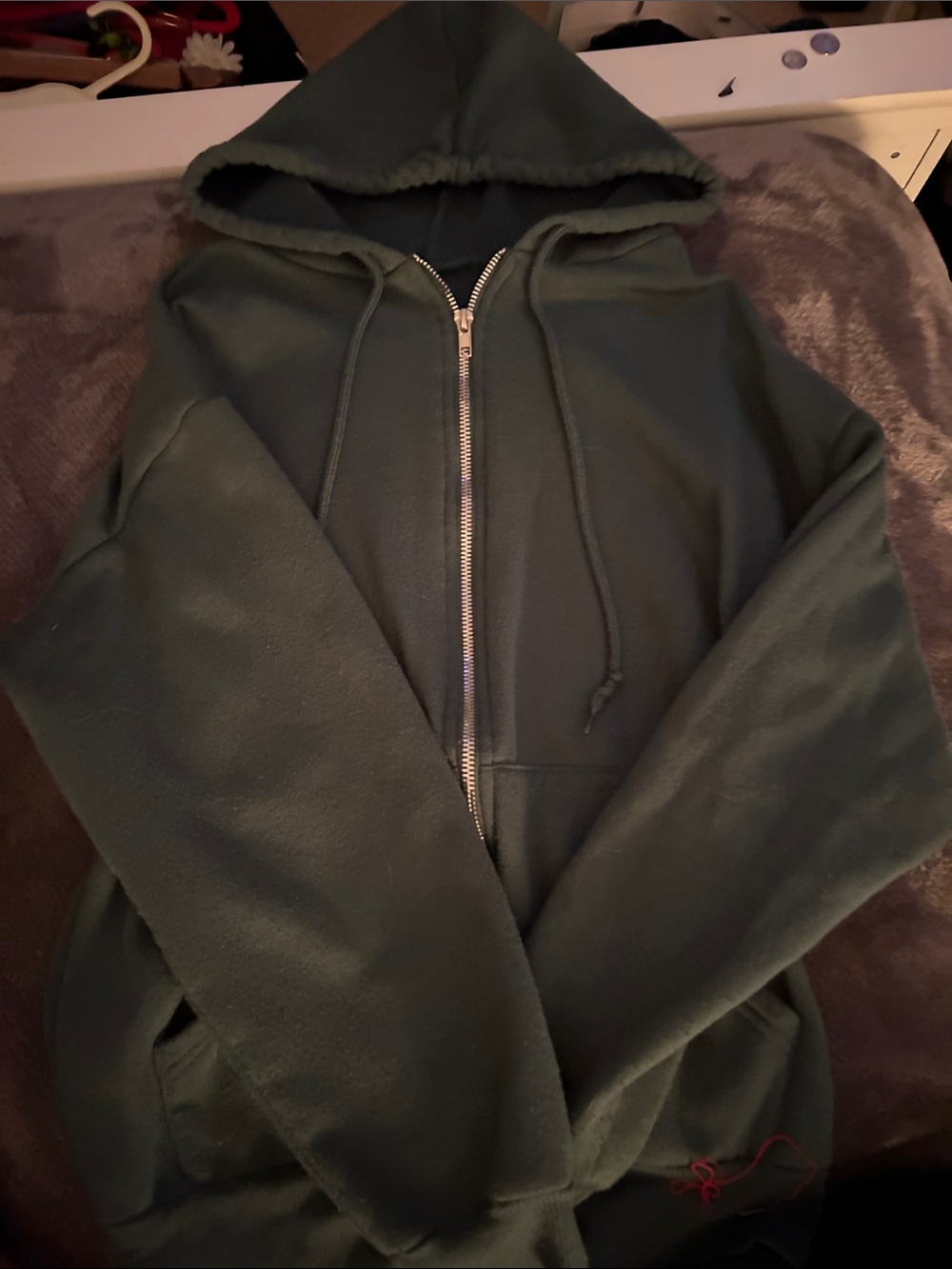 Forest Green Full-Zip Hooded Sweatshirt